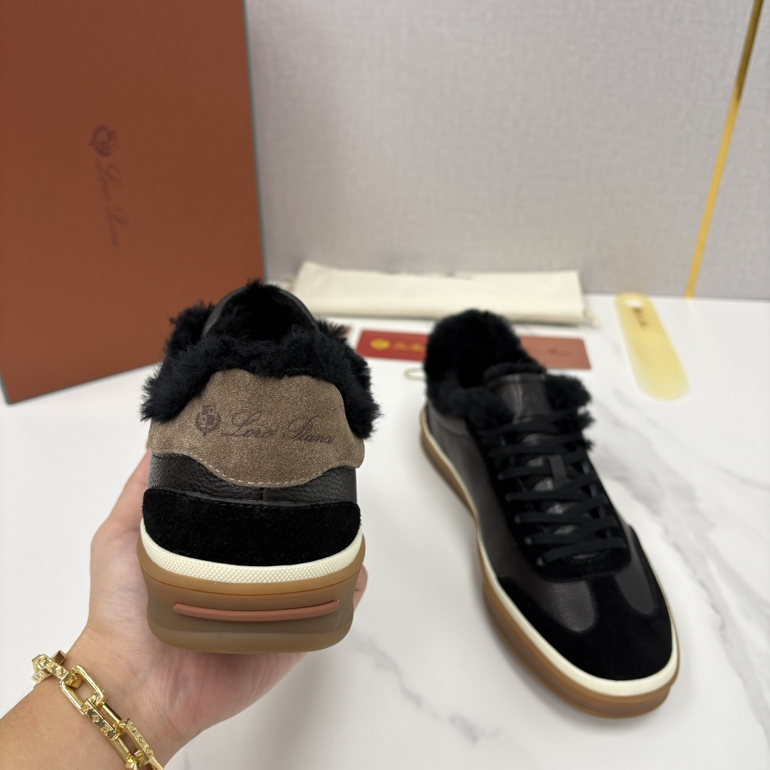 💋💍LP 家新品 LoroPian*/诺悠-翩雅 新款男士德训鞋磨砂皮荔枝纹牛皮板鞋 LP系带秋冬休闲羊