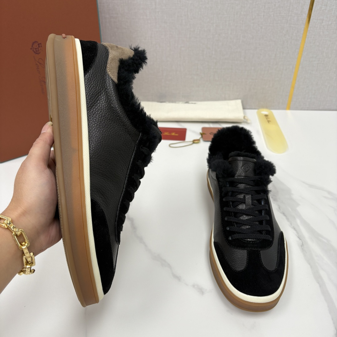 💋💍LP 家新品 LoroPian*/诺悠-翩雅 新款男士德训鞋磨砂皮荔枝纹牛皮板鞋 LP系带秋冬休闲羊