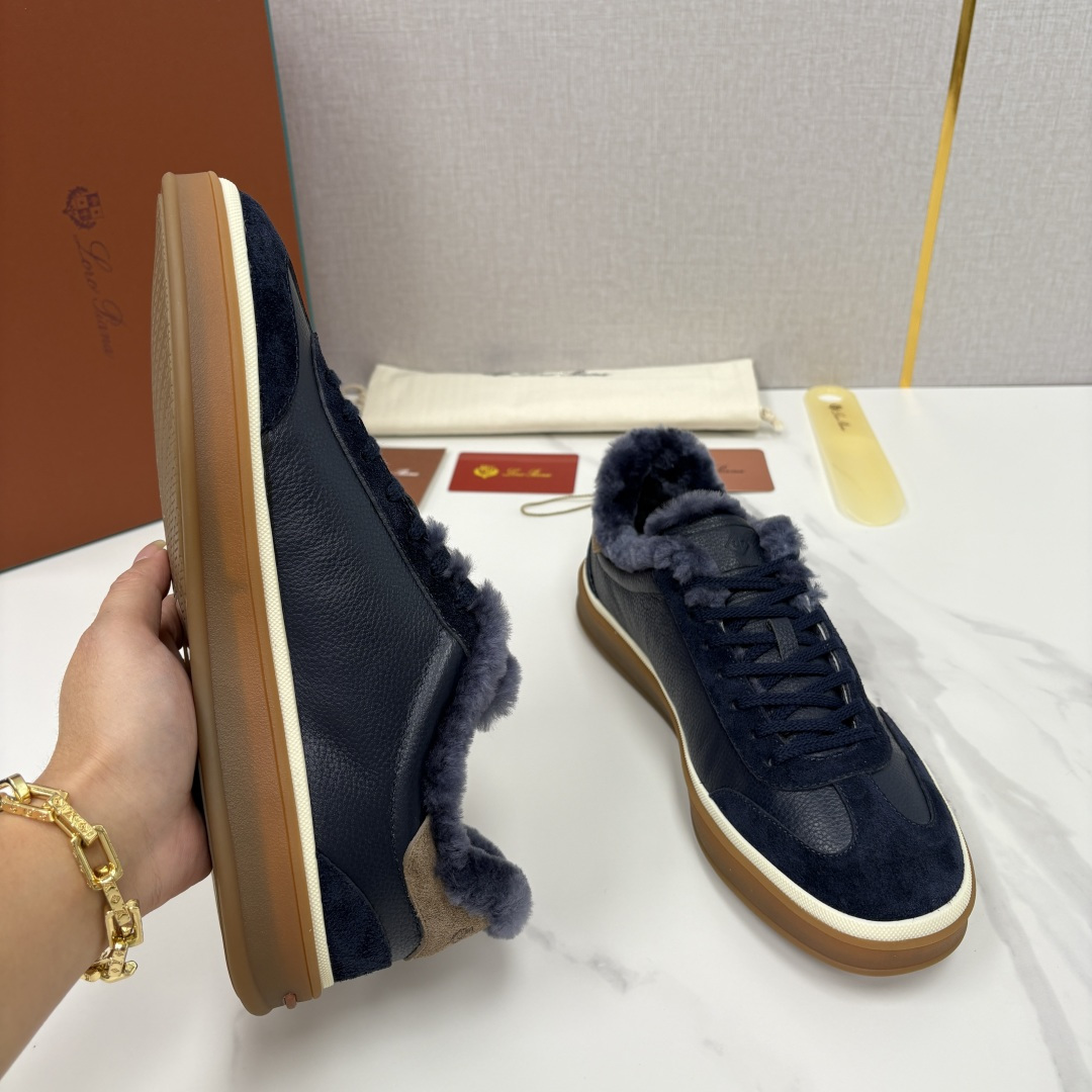 💋💍LP 家新品 LoroPian*/诺悠-翩雅 新款男士德训鞋磨砂皮荔枝纹牛皮板鞋 LP系带秋冬休闲羊