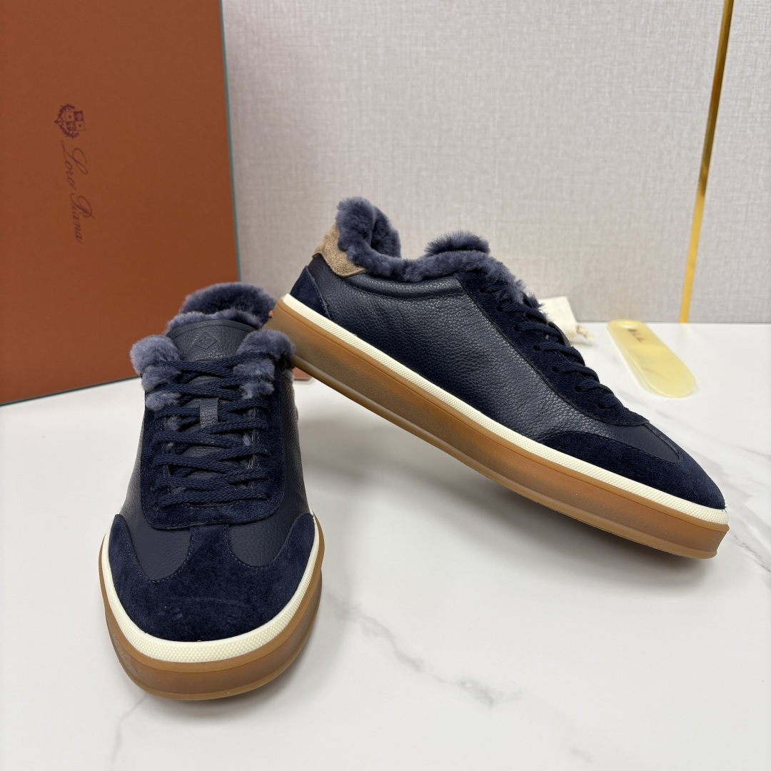 💋💍LP 家新品 LoroPian*/诺悠-翩雅 新款男士德训鞋磨砂皮荔枝纹牛皮板鞋 LP系带秋冬休闲羊