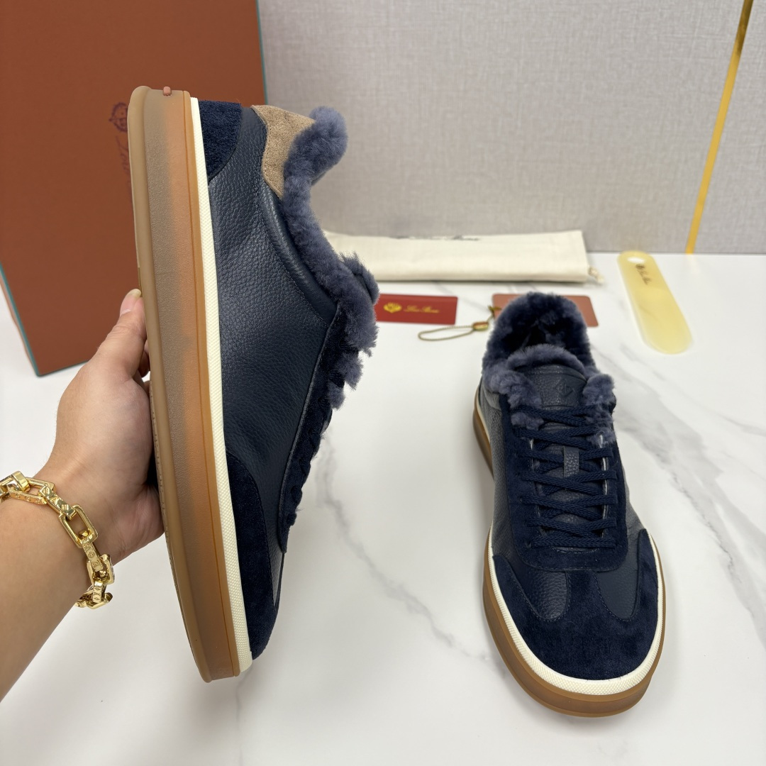 💋💍LP 家新品 LoroPian*/诺悠-翩雅 新款男士德训鞋磨砂皮荔枝纹牛皮板鞋 LP系带秋冬休闲羊