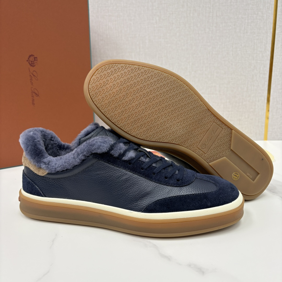 💋💍LP 家新品 LoroPian*/诺悠-翩雅 新款男士德训鞋磨砂皮荔枝纹牛皮板鞋 LP系带秋冬休闲羊