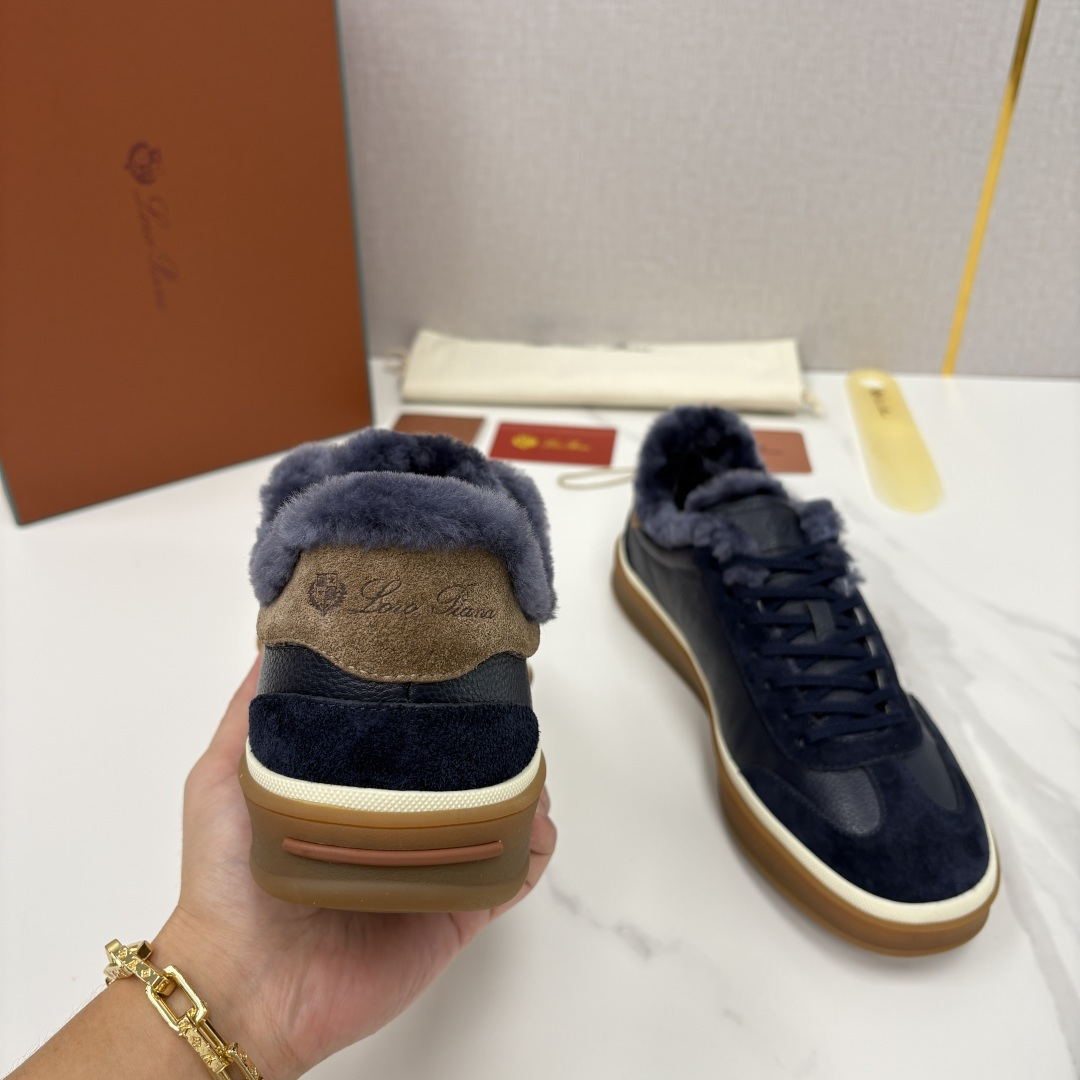 💋💍LP 家新品 LoroPian*/诺悠-翩雅 新款男士德训鞋磨砂皮荔枝纹牛皮板鞋 LP系带秋冬休闲羊