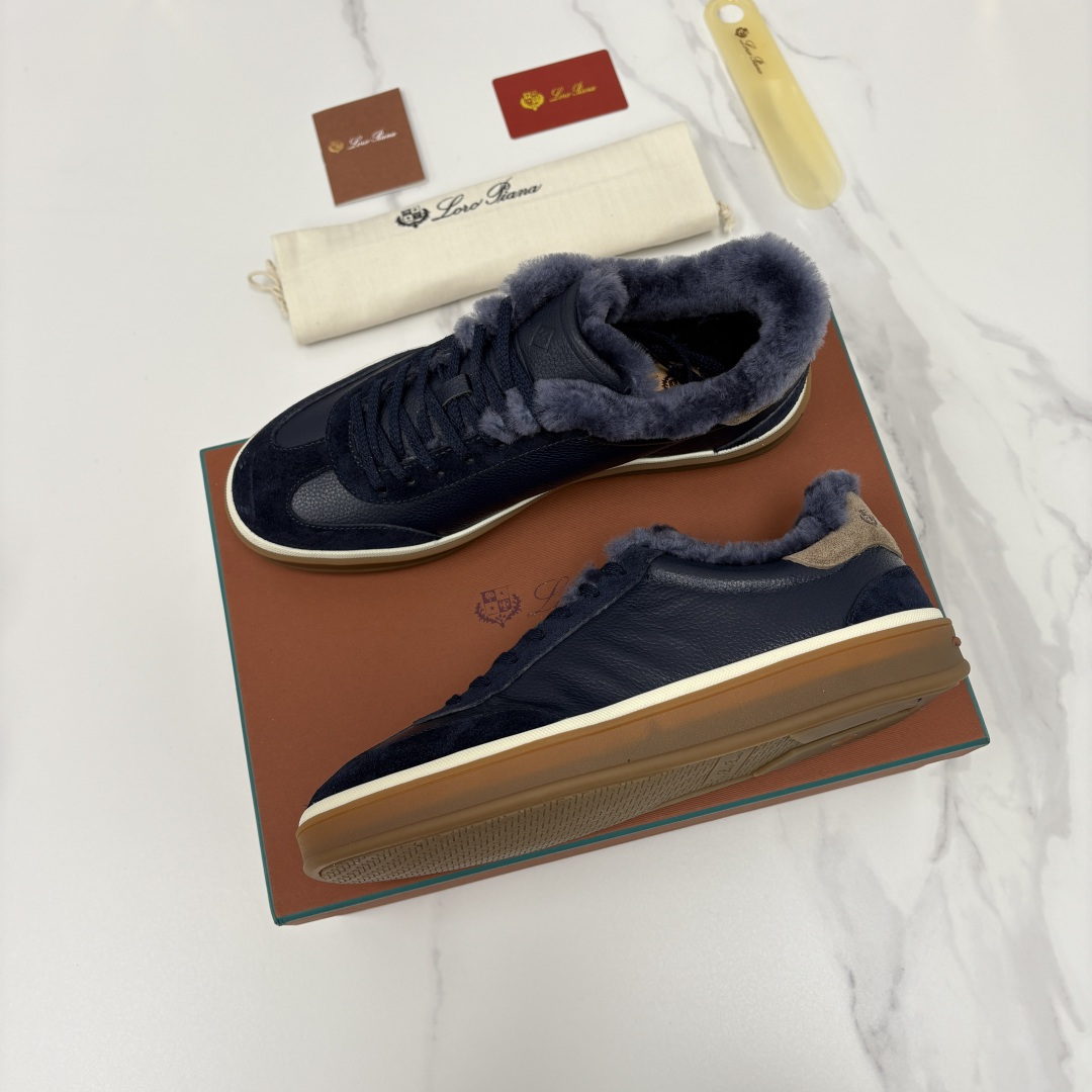 💋💍LP 家新品 LoroPian*/诺悠-翩雅 新款男士德训鞋磨砂皮荔枝纹牛皮板鞋 LP系带秋冬休闲羊