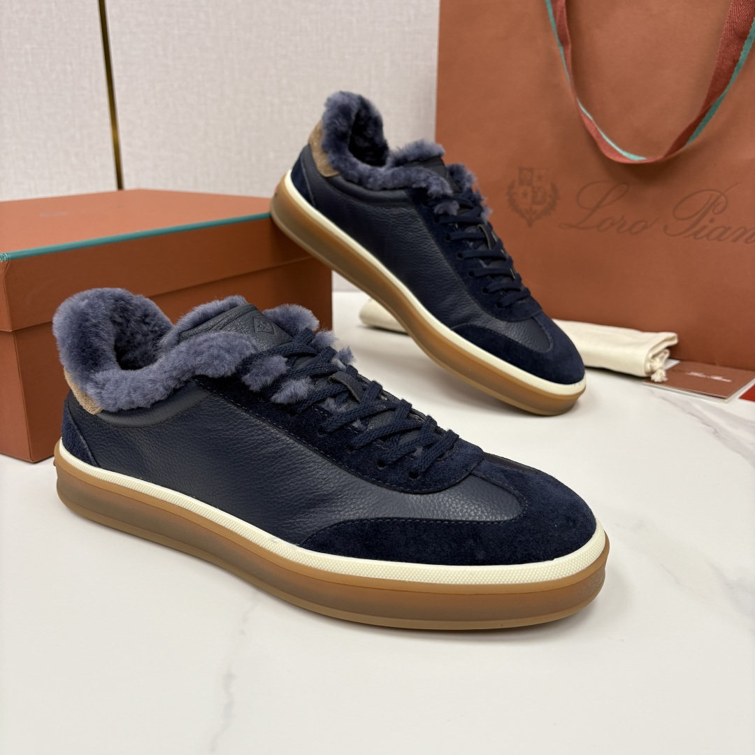 💋💍LP 家新品 LoroPian*/诺悠-翩雅 新款男士德训鞋磨砂皮荔枝纹牛皮板鞋 LP系带秋冬休闲羊