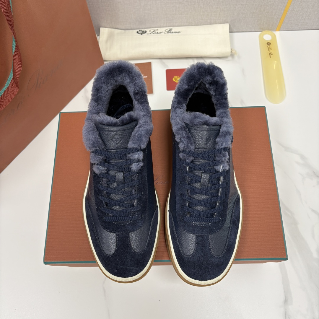 💋💍LP 家新品 LoroPian*/诺悠-翩雅 新款男士德训鞋磨砂皮荔枝纹牛皮板鞋 LP系带秋冬休闲羊