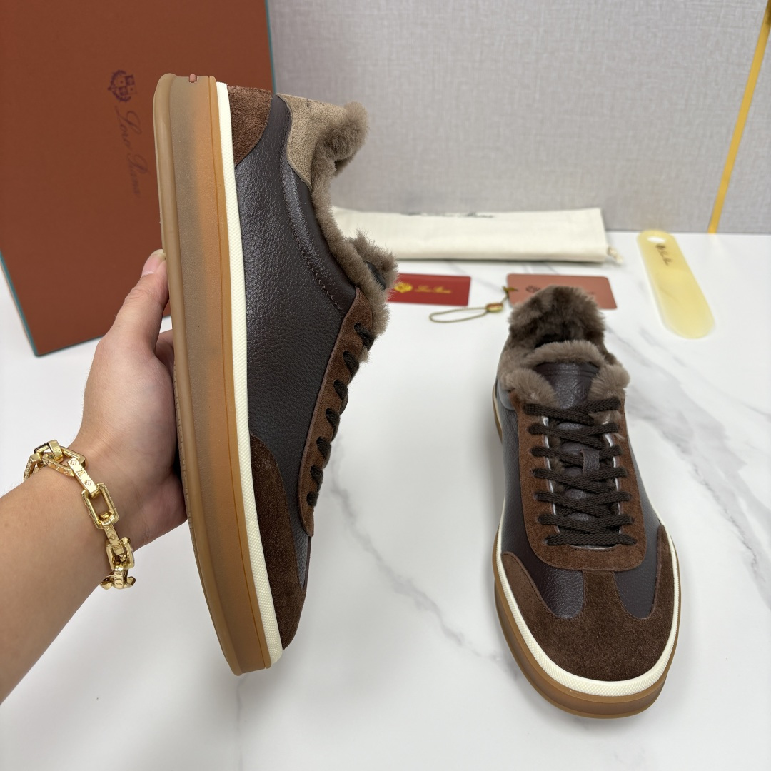 💋💍LP 家新品 LoroPian*/诺悠-翩雅 新款男士德训鞋磨砂皮荔枝纹牛皮板鞋 LP系带秋冬休闲羊