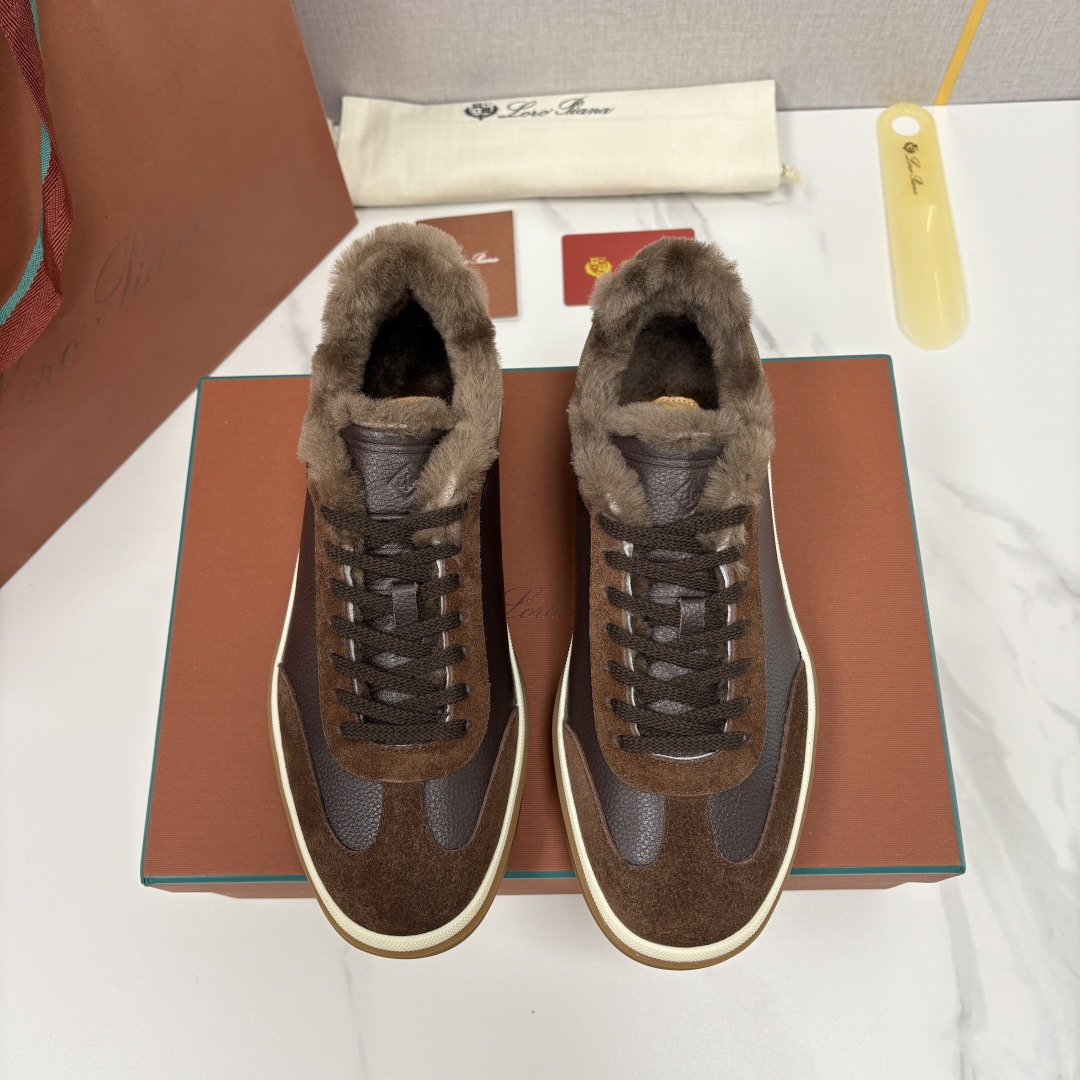 💋💍LP 家新品 LoroPian*/诺悠-翩雅 新款男士德训鞋磨砂皮荔枝纹牛皮板鞋 LP系带秋冬休闲羊