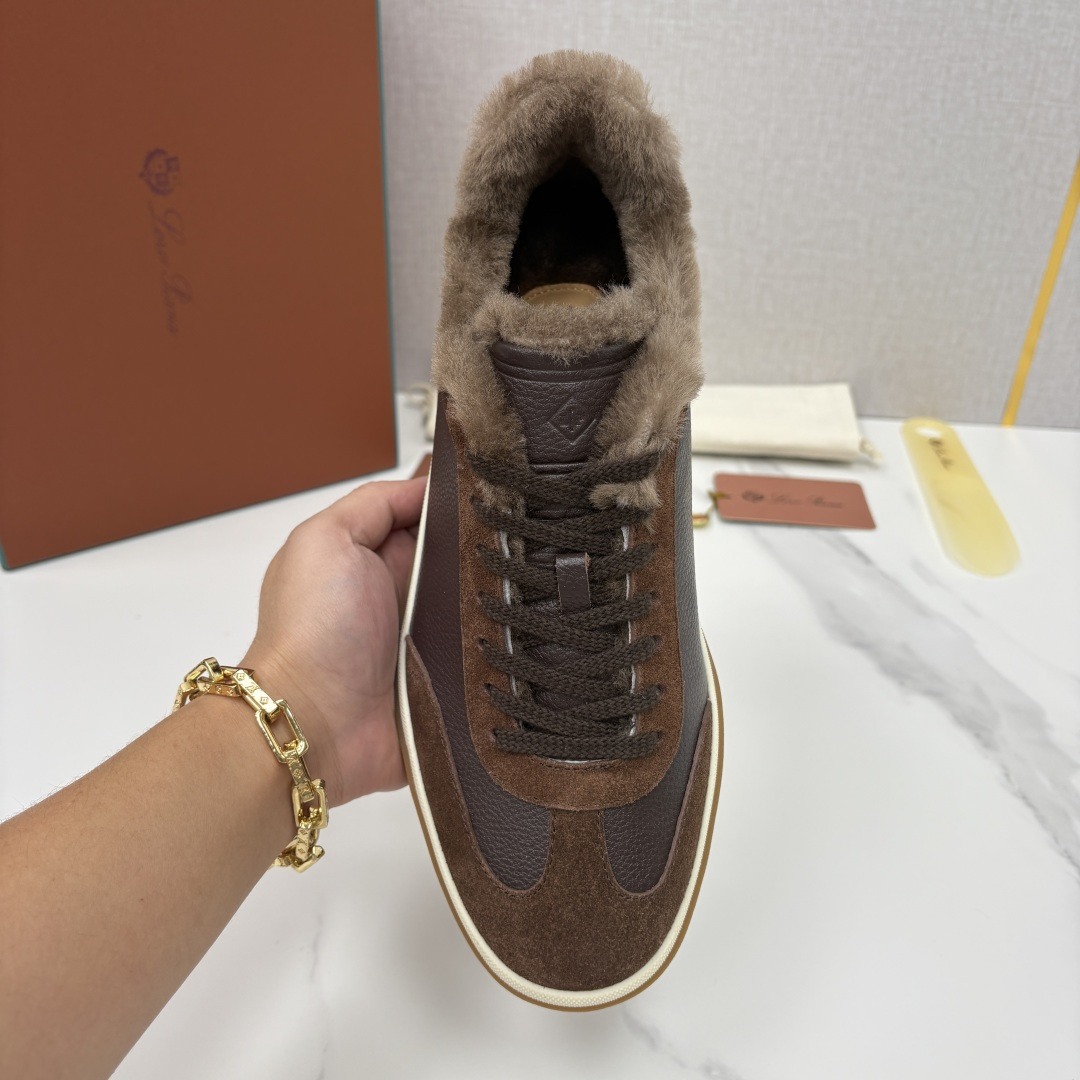 💋💍LP 家新品 LoroPian*/诺悠-翩雅 新款男士德训鞋磨砂皮荔枝纹牛皮板鞋 LP系带秋冬休闲羊