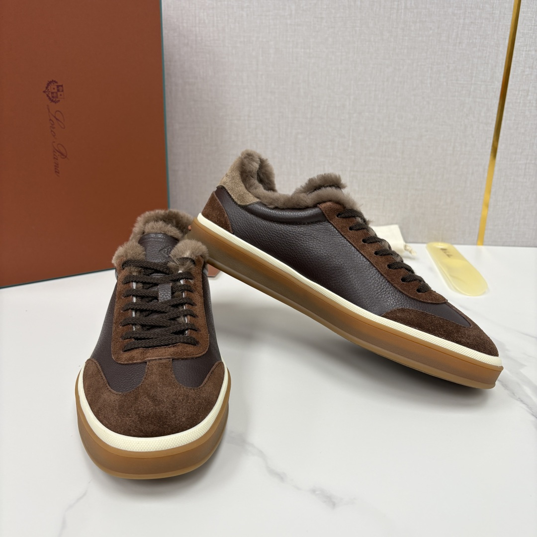 💋💍LP 家新品 LoroPian*/诺悠-翩雅 新款男士德训鞋磨砂皮荔枝纹牛皮板鞋 LP系带秋冬休闲羊