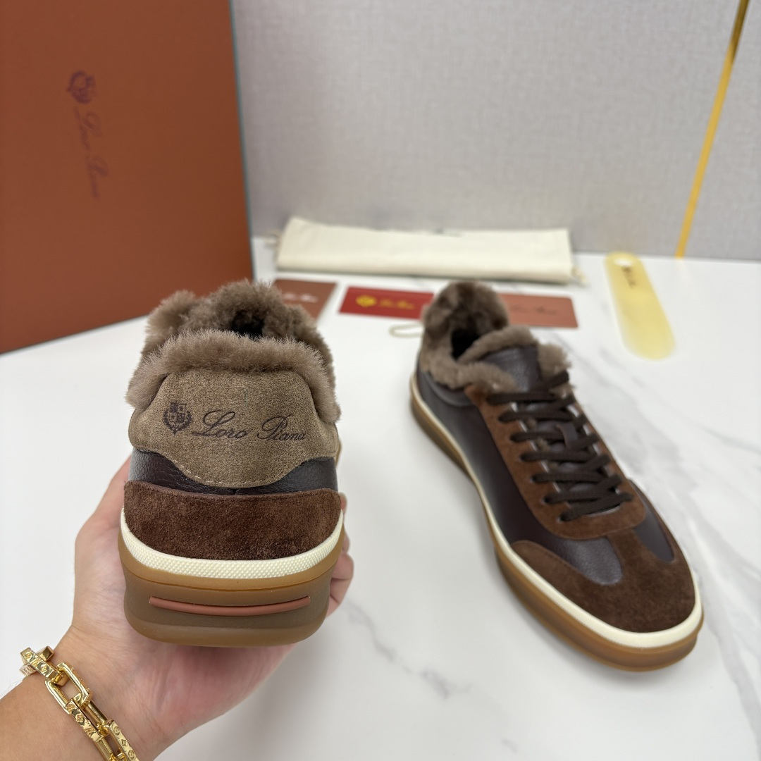 💋💍LP 家新品 LoroPian*/诺悠-翩雅 新款男士德训鞋磨砂皮荔枝纹牛皮板鞋 LP系带秋冬休闲羊