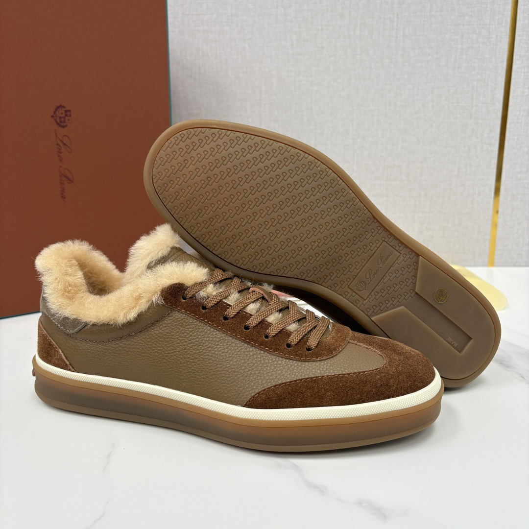 💋💍LP 家新品 LoroPian*/诺悠-翩雅 新款男士德训鞋磨砂皮荔枝纹牛皮板鞋 LP系带秋冬休闲羊