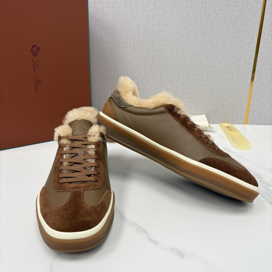 💋💍LP 家新品 LoroPian*/诺悠-翩雅 新款男士德训鞋磨砂皮荔枝纹牛皮板鞋 LP系带秋冬休闲羊