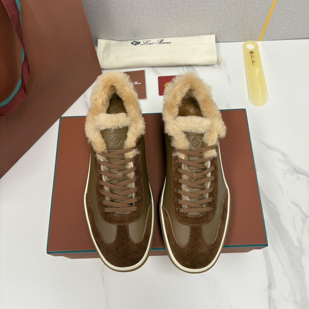 💋💍LP 家新品 LoroPian*/诺悠-翩雅 新款男士德训鞋磨砂皮荔枝纹牛皮板鞋 LP系带秋冬休闲羊