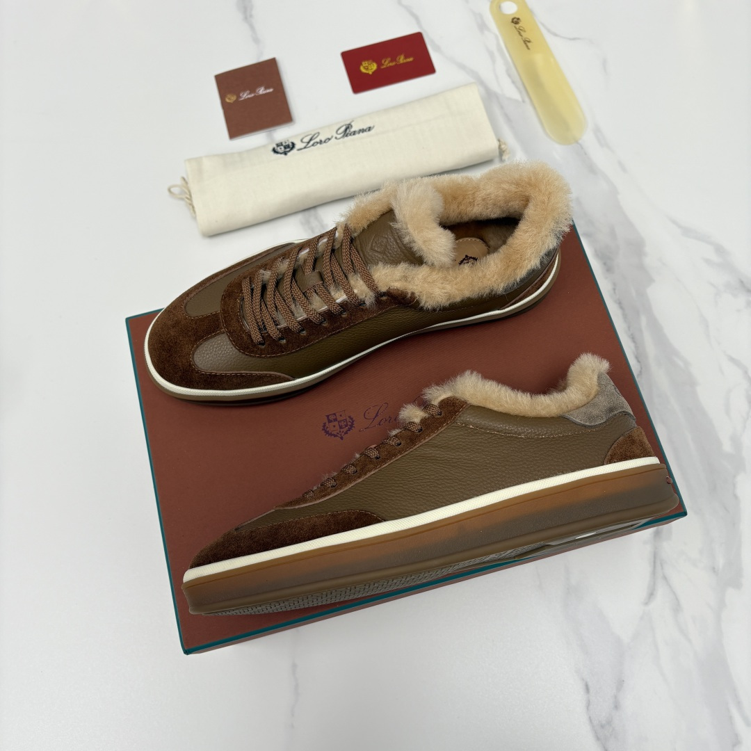 💋💍LP 家新品 LoroPian*/诺悠-翩雅 新款男士德训鞋磨砂皮荔枝纹牛皮板鞋 LP系带秋冬休闲羊