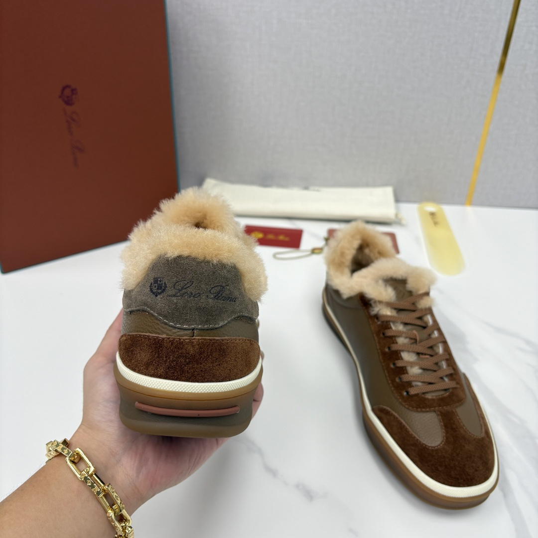 💋💍LP 家新品 LoroPian*/诺悠-翩雅 新款男士德训鞋磨砂皮荔枝纹牛皮板鞋 LP系带秋冬休闲羊