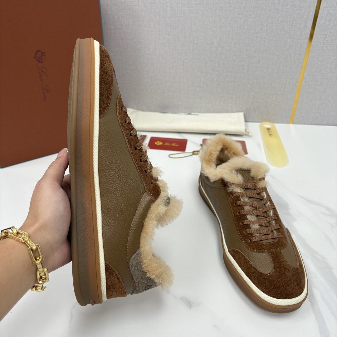 💋💍LP 家新品 LoroPian*/诺悠-翩雅 新款男士德训鞋磨砂皮荔枝纹牛皮板鞋 LP系带秋冬休闲羊