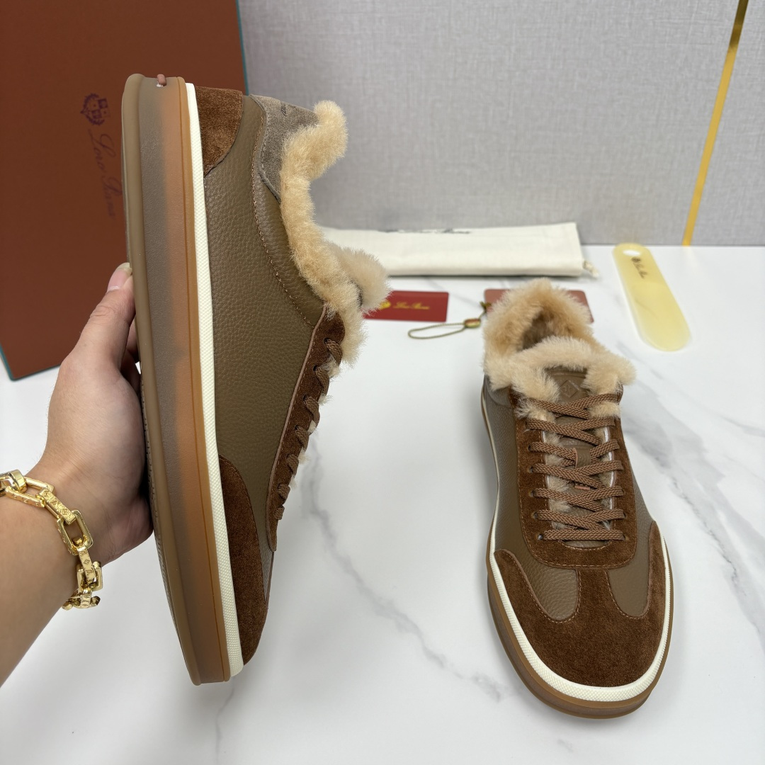 💋💍LP 家新品 LoroPian*/诺悠-翩雅 新款男士德训鞋磨砂皮荔枝纹牛皮板鞋 LP系带秋冬休闲羊