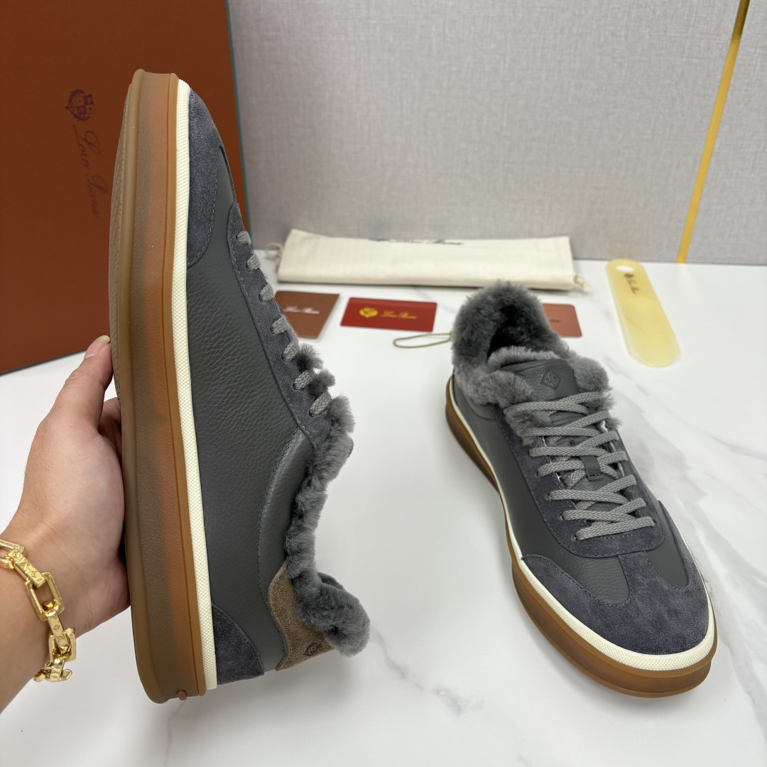 💋💍LP 家新品 LoroPian*/诺悠-翩雅 新款男士德训鞋磨砂皮荔枝纹牛皮板鞋 LP系带秋冬休闲羊