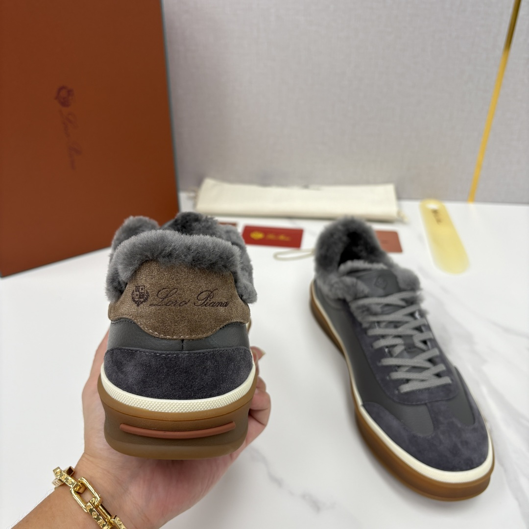 💋💍LP 家新品 LoroPian*/诺悠-翩雅 新款男士德训鞋磨砂皮荔枝纹牛皮板鞋 LP系带秋冬休闲羊