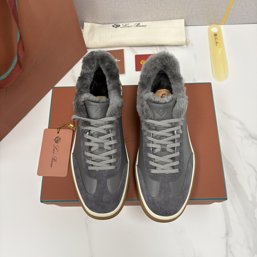 💋💍LP 家新品 LoroPian*/诺悠-翩雅 新款男士德训鞋磨砂皮荔枝纹牛皮板鞋 LP系带秋冬休闲羊