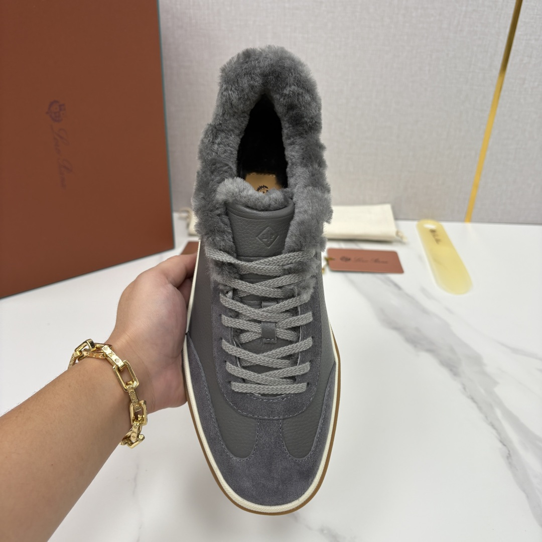 💋💍LP 家新品 LoroPian*/诺悠-翩雅 新款男士德训鞋磨砂皮荔枝纹牛皮板鞋 LP系带秋冬休闲羊