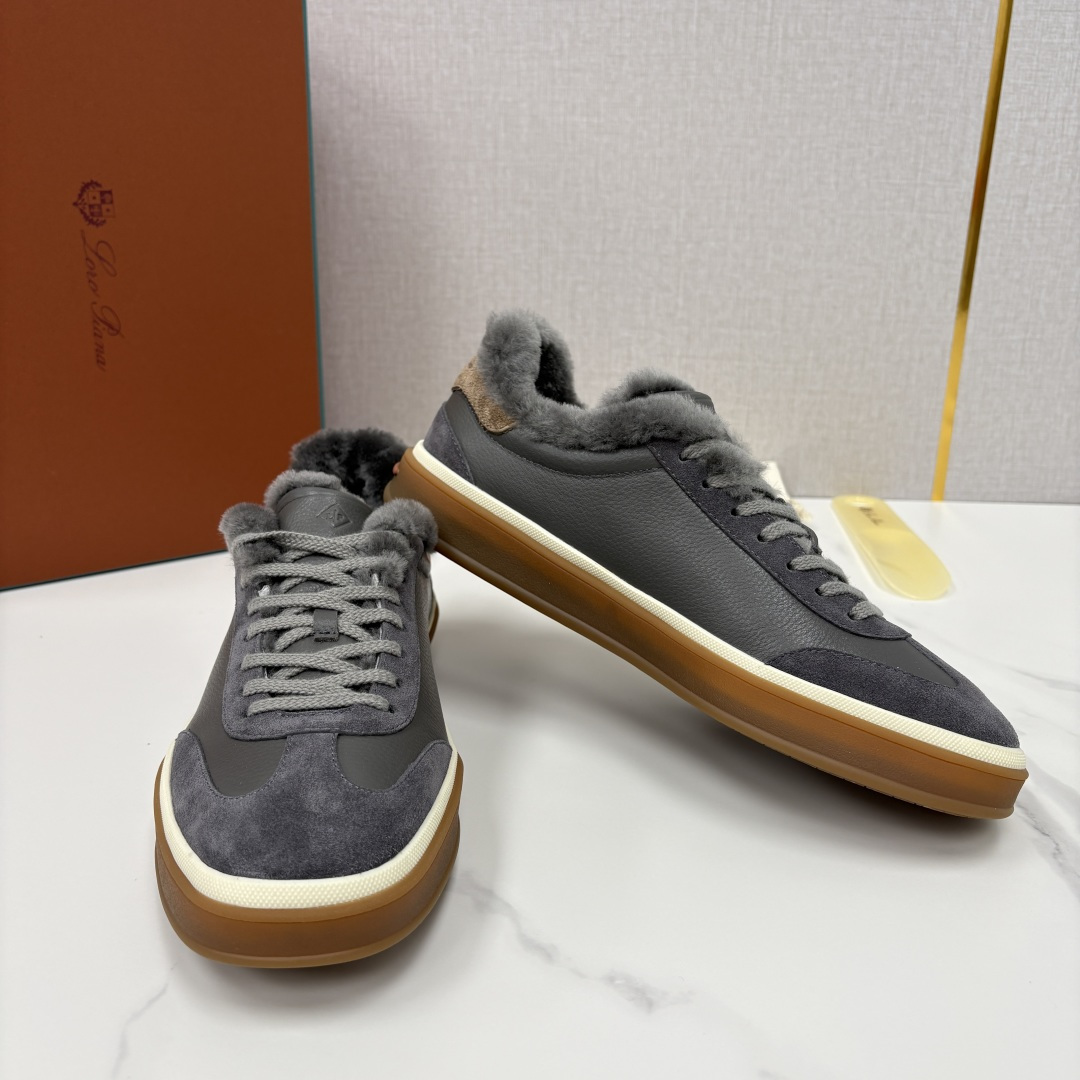 💋💍LP 家新品 LoroPian*/诺悠-翩雅 新款男士德训鞋磨砂皮荔枝纹牛皮板鞋 LP系带秋冬休闲羊