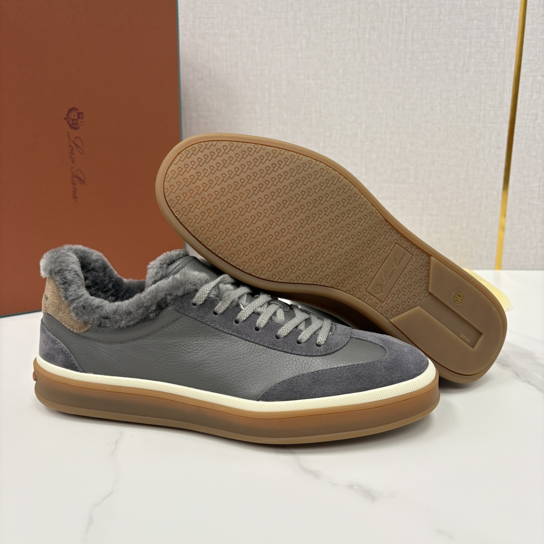 💋💍LP 家新品 LoroPian*/诺悠-翩雅 新款男士德训鞋磨砂皮荔枝纹牛皮板鞋 LP系带秋冬休闲羊