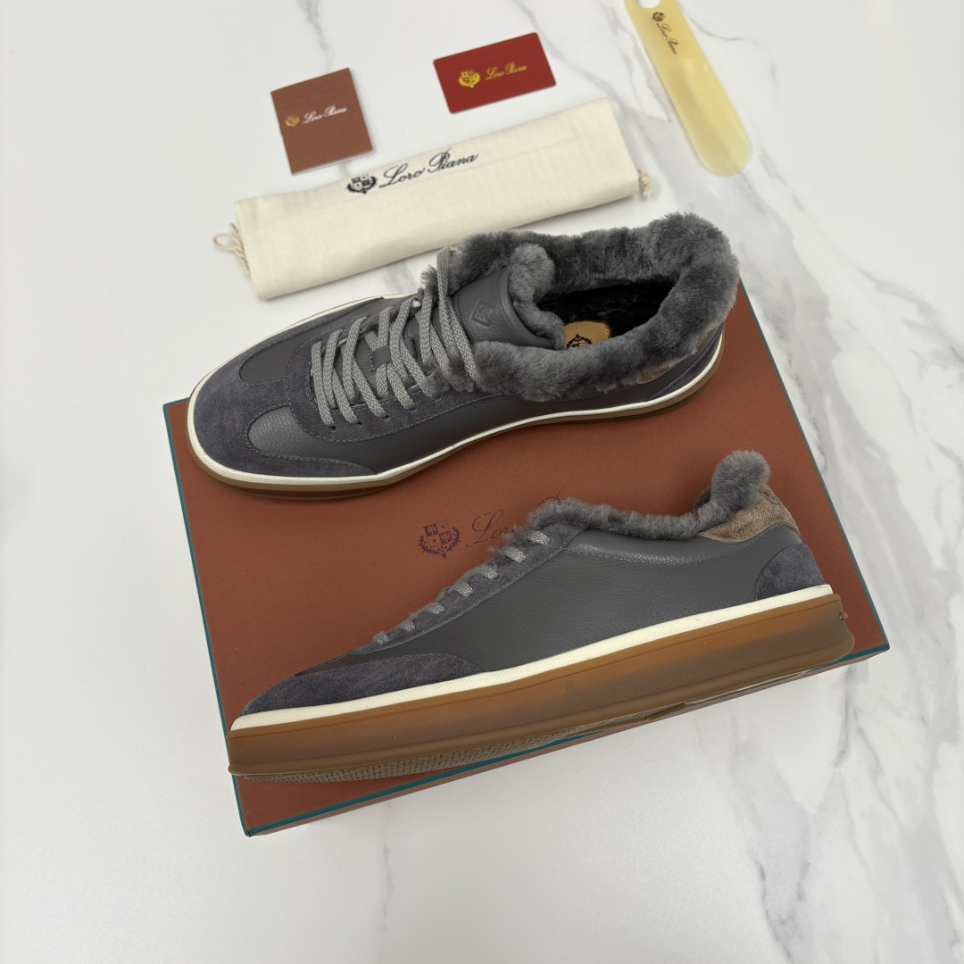 💋💍LP 家新品 LoroPian*/诺悠-翩雅 新款男士德训鞋磨砂皮荔枝纹牛皮板鞋 LP系带秋冬休闲羊