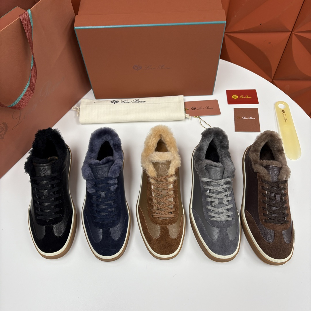💋💍LP 家新品 LoroPian*/诺悠-翩雅 新款男士德训鞋磨砂皮荔枝纹牛皮板鞋 LP系带秋冬休闲羊