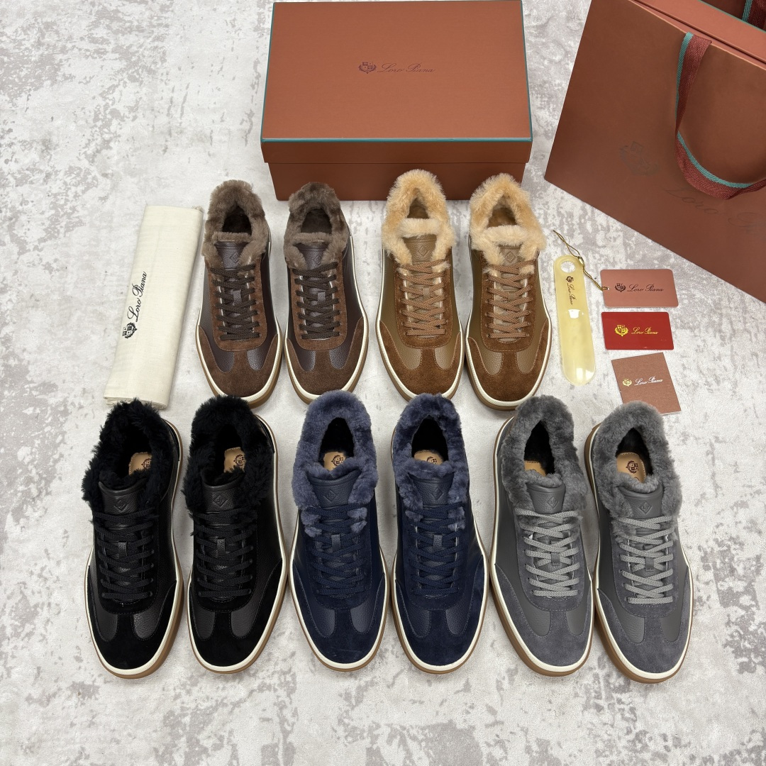 💋💍LP 家新品 LoroPian*/诺悠-翩雅 新款男士德训鞋磨砂皮荔枝纹牛皮板鞋 LP系带秋冬休闲羊