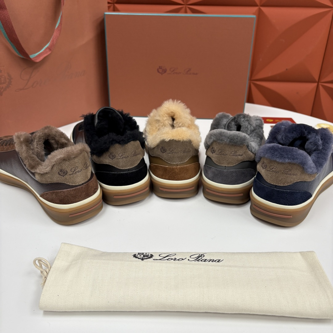 💋💍LP 家新品 LoroPian*/诺悠-翩雅 新款男士德训鞋磨砂皮荔枝纹牛皮板鞋 LP系带秋冬休闲羊