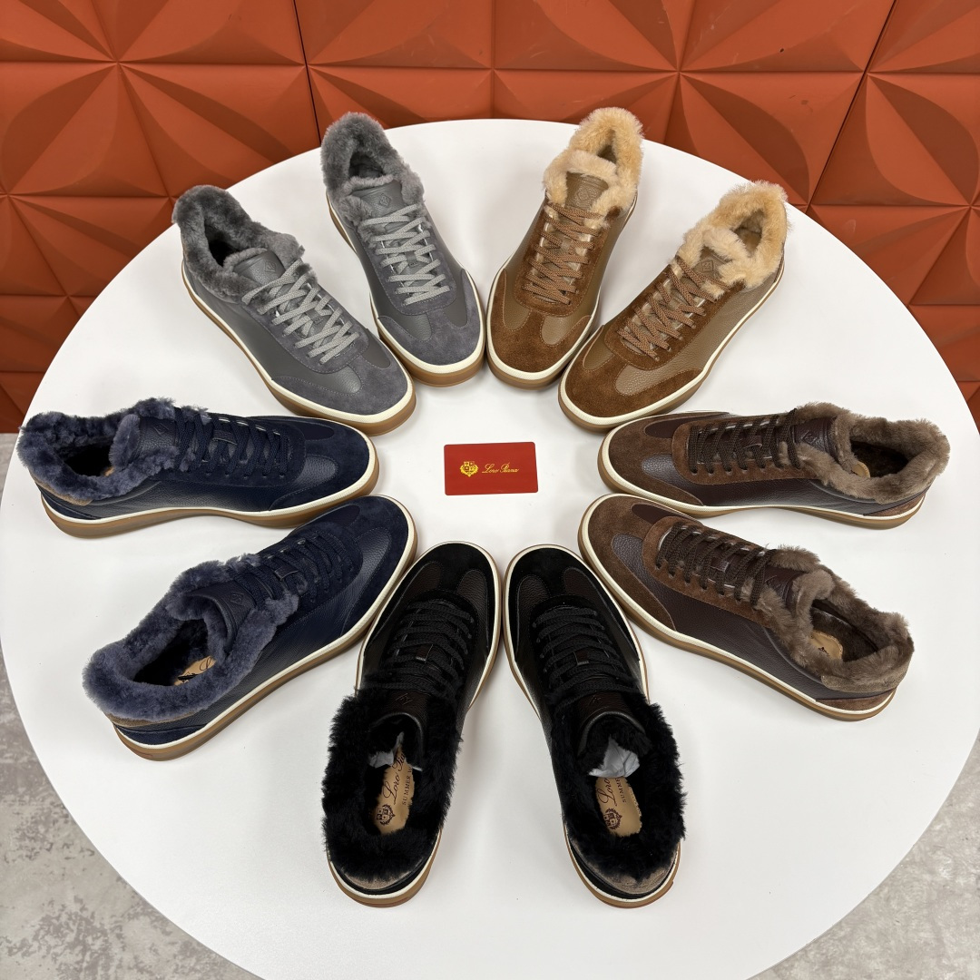 💋💍LP 家新品 LoroPian*/诺悠-翩雅 新款男士德训鞋磨砂皮荔枝纹牛皮板鞋 LP系带秋冬休闲羊
