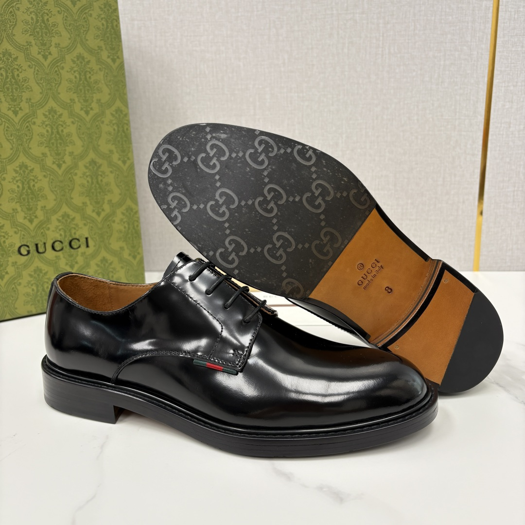 💋💍G家 GUCC* 古-驰 新品男士正装鞋皮鞋 德比鞋鞋型，是优雅与实用的平衡之选。选用细腻有光泽的进