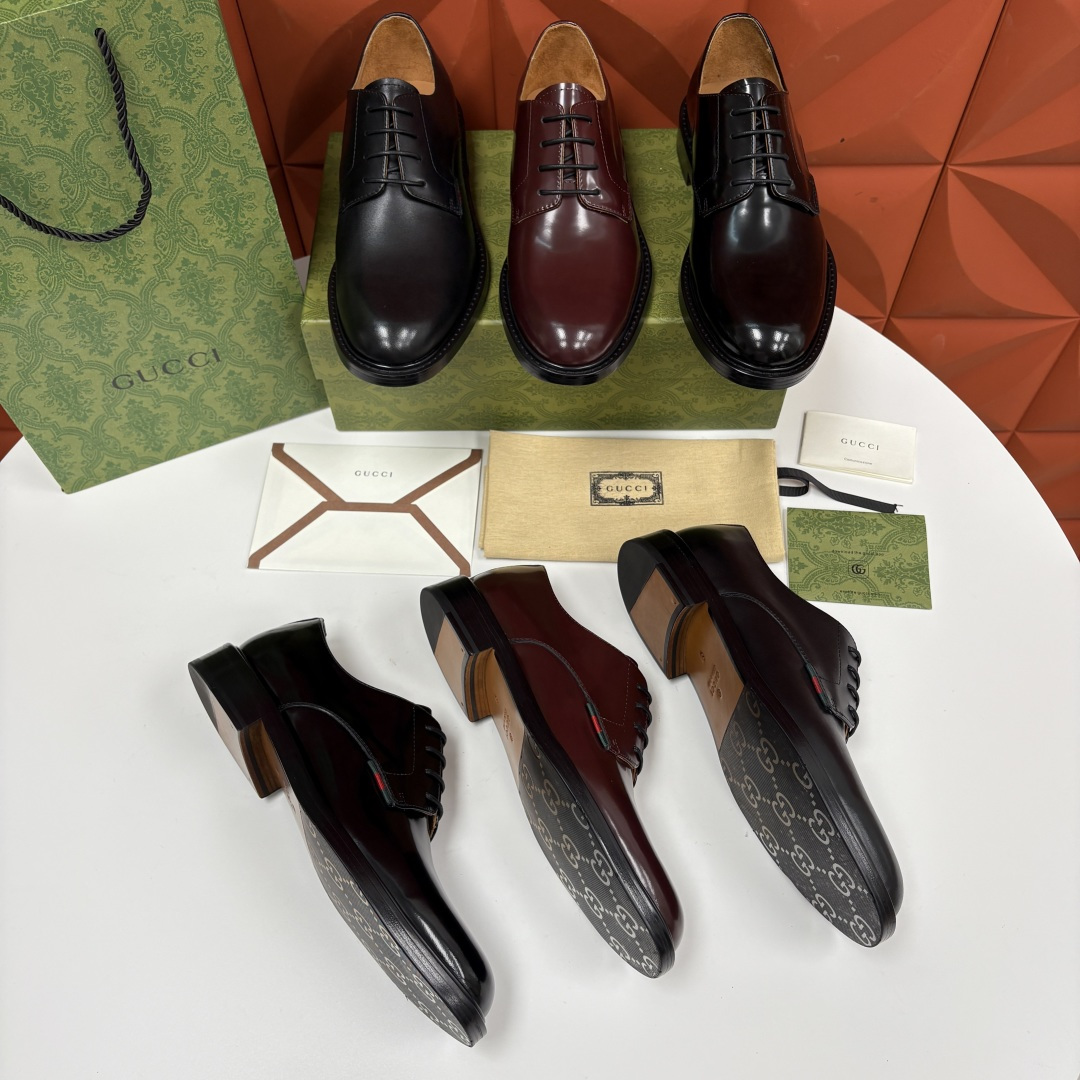 💋💍G家 GUCC* 古-驰 新品男士正装鞋皮鞋 德比鞋鞋型，是优雅与实用的平衡之选。选用细腻有光泽的进
