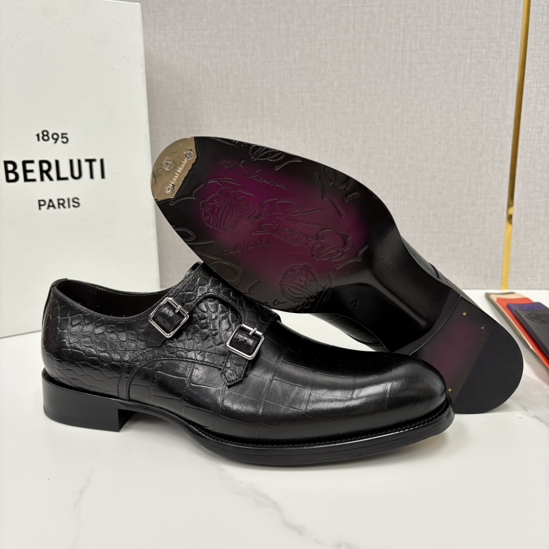 💋💍Berlut* 布鲁提 新款男士手工擦色正装皮鞋上新🆕 经典孟克搭扣皮鞋系列，能完美诠释优雅与质感的