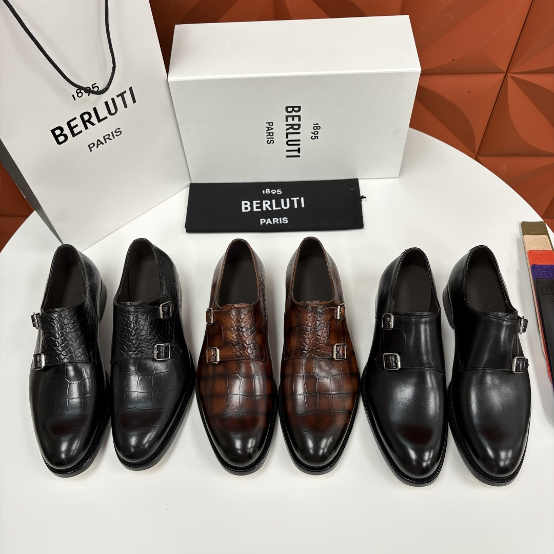 💋💍Berlut* 布鲁提 新款男士手工擦色正装皮鞋上新🆕 经典孟克搭扣皮鞋系列，能完美诠释优雅与质感的
