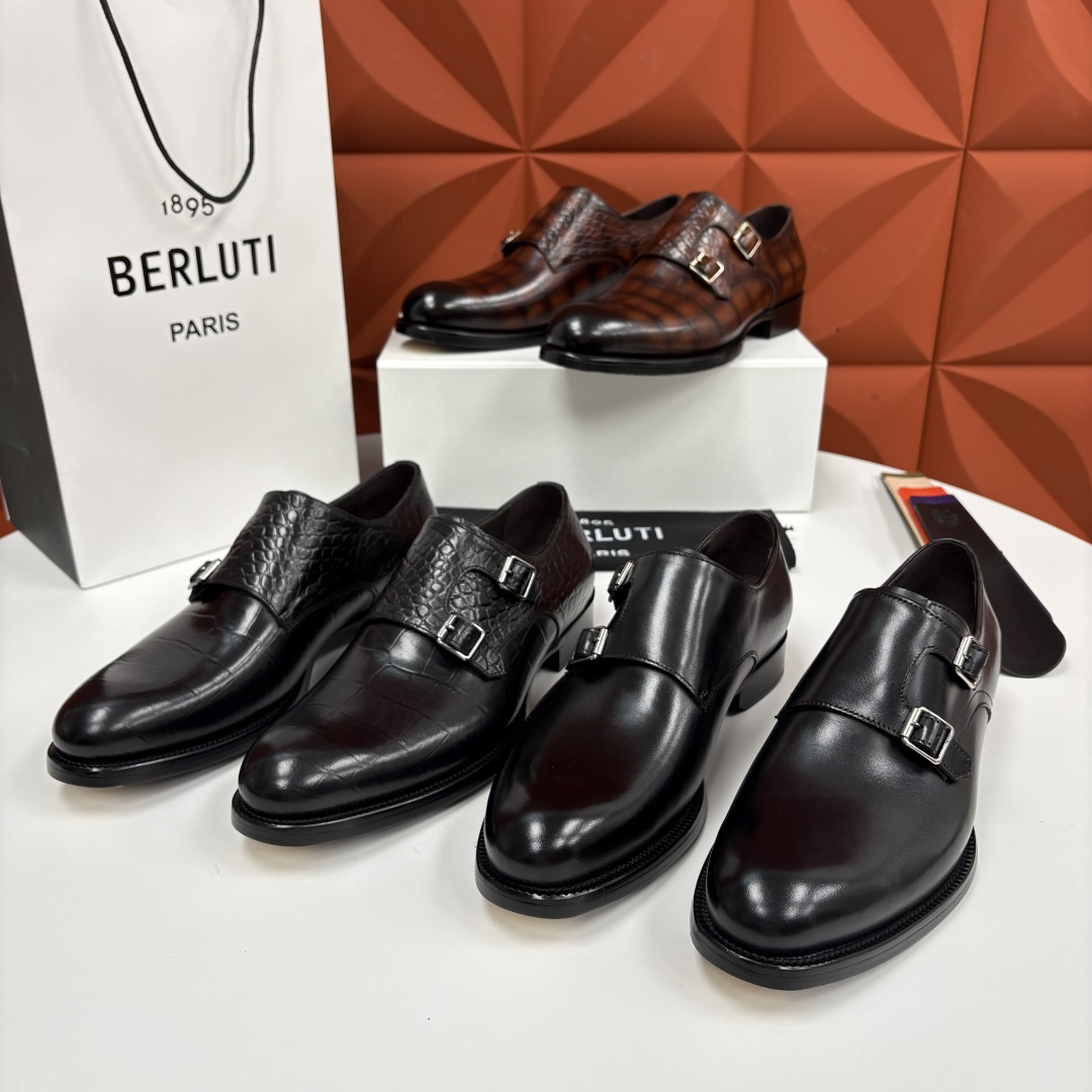 💋💍Berlut* 布鲁提 新款男士手工擦色正装皮鞋上新🆕 经典孟克搭扣皮鞋系列，能完美诠释优雅与质感的