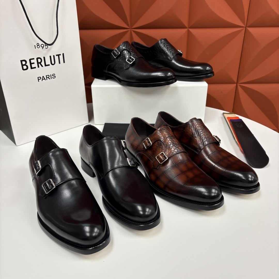 💋💍Berlut* 布鲁提 新款男士手工擦色正装皮鞋上新🆕 经典孟克搭扣皮鞋系列，能完美诠释优雅与质感的