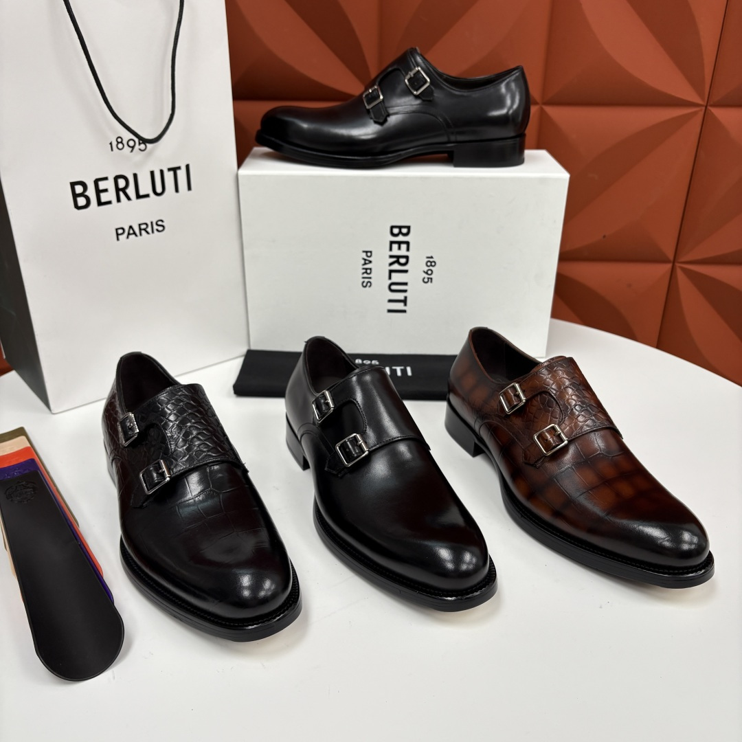 💋💍Berlut* 布鲁提 新款男士手工擦色正装皮鞋上新🆕 经典孟克搭扣皮鞋系列，能完美诠释优雅与质感的