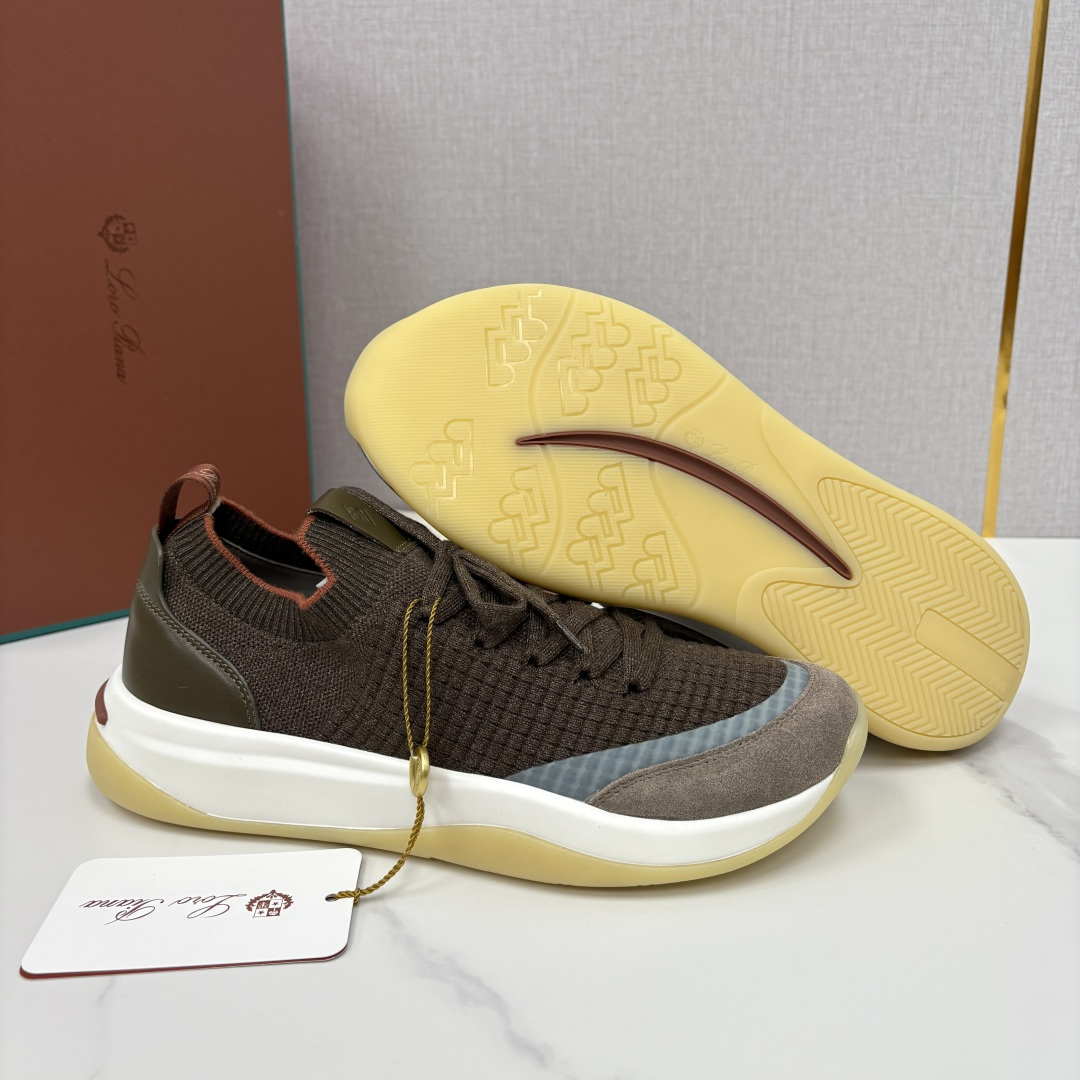 💋💍LP 家新品运动鞋 Loro Pian* 诺悠*翩雅 Week End Walk 男士飞织拼接休闲运