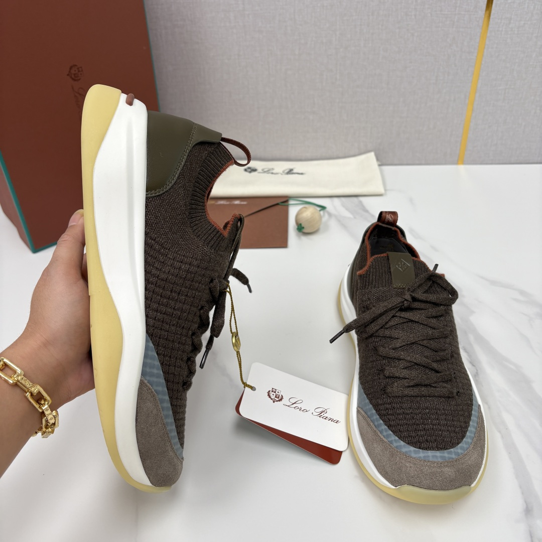 💋💍LP 家新品运动鞋 Loro Pian* 诺悠*翩雅 Week End Walk 男士飞织拼接休闲运