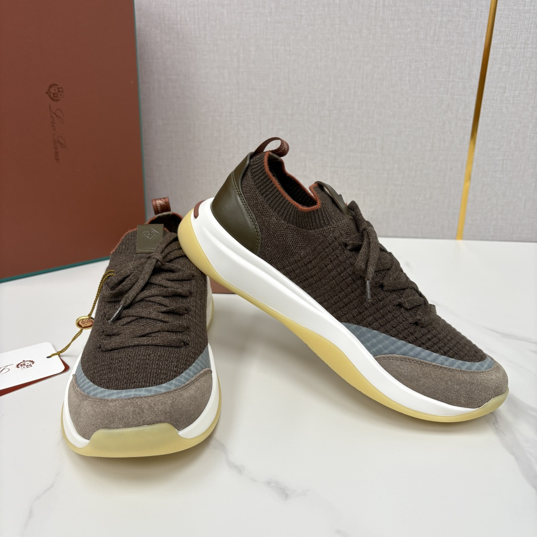 💋💍LP 家新品运动鞋 Loro Pian* 诺悠*翩雅 Week End Walk 男士飞织拼接休闲运