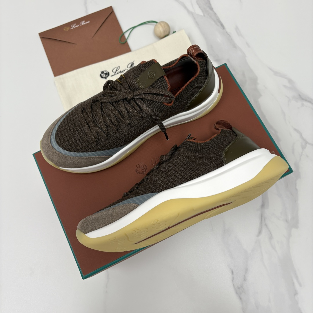 💋💍LP 家新品运动鞋 Loro Pian* 诺悠*翩雅 Week End Walk 男士飞织拼接休闲运