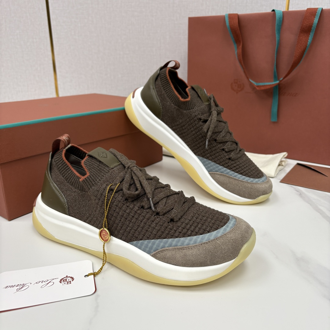 💋💍LP 家新品运动鞋 Loro Pian* 诺悠*翩雅 Week End Walk 男士飞织拼接休闲运
