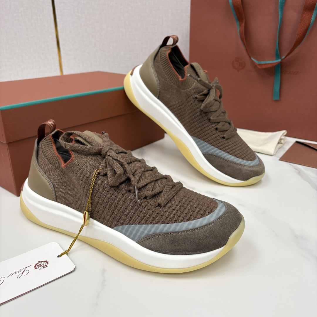 💋💍LP 家新品运动鞋 Loro Pian* 诺悠*翩雅 Week End Walk 男士飞织拼接休闲运