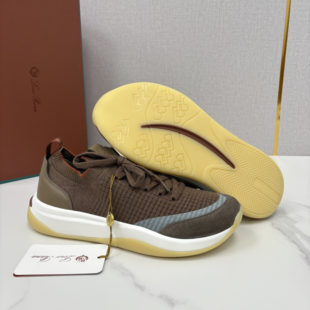 💋💍LP 家新品运动鞋 Loro Pian* 诺悠*翩雅 Week End Walk 男士飞织拼接休闲运