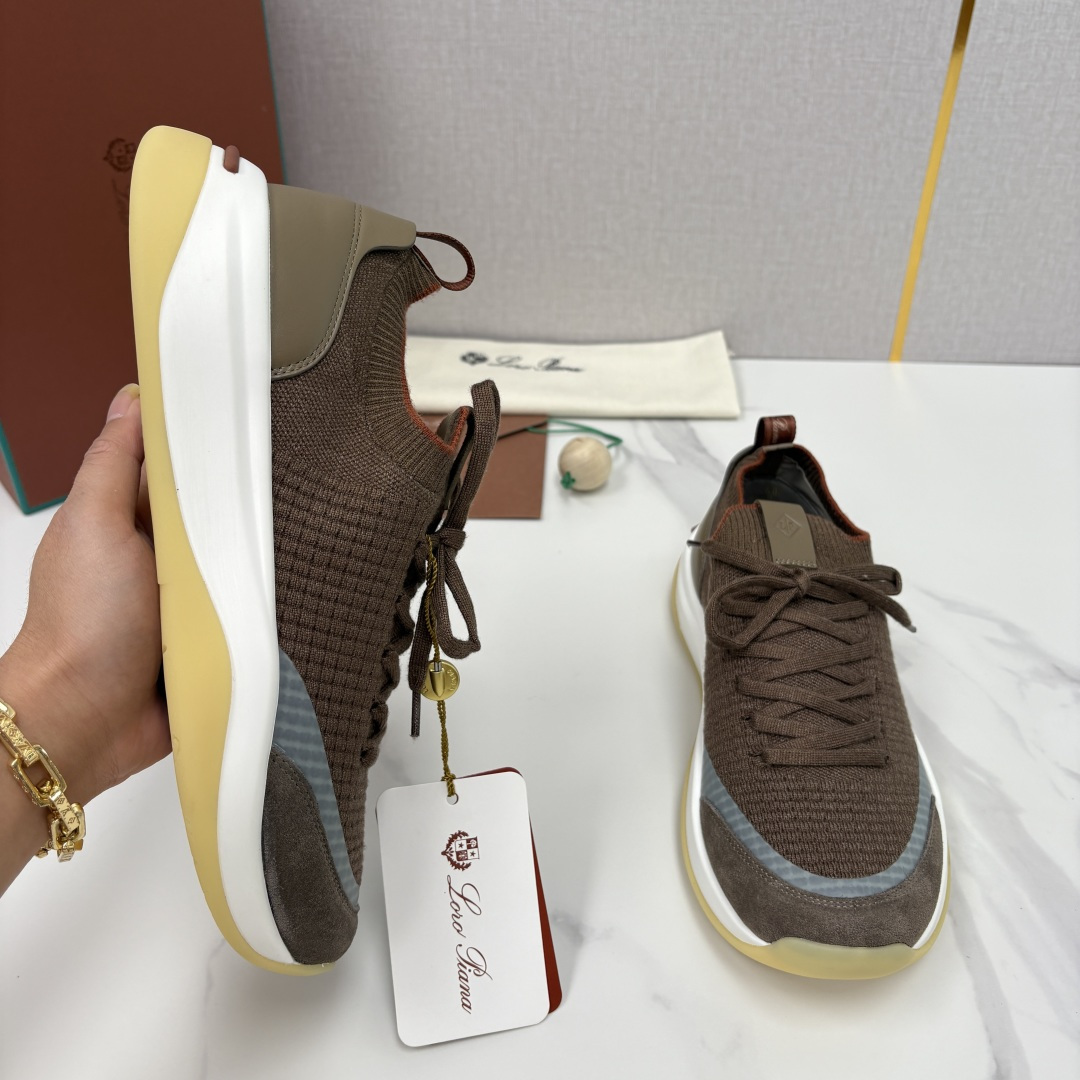 💋💍LP 家新品运动鞋 Loro Pian* 诺悠*翩雅 Week End Walk 男士飞织拼接休闲运