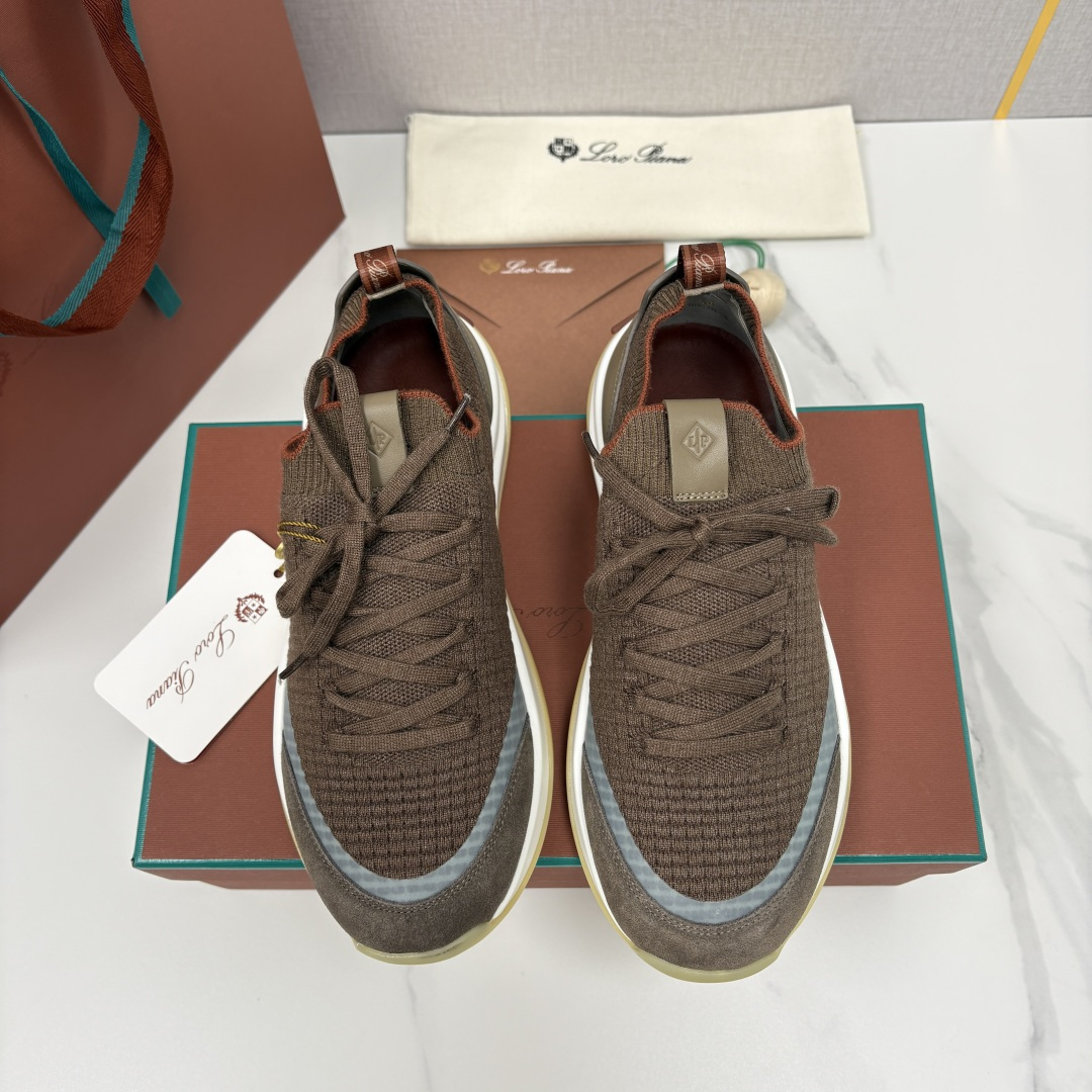 💋💍LP 家新品运动鞋 Loro Pian* 诺悠*翩雅 Week End Walk 男士飞织拼接休闲运