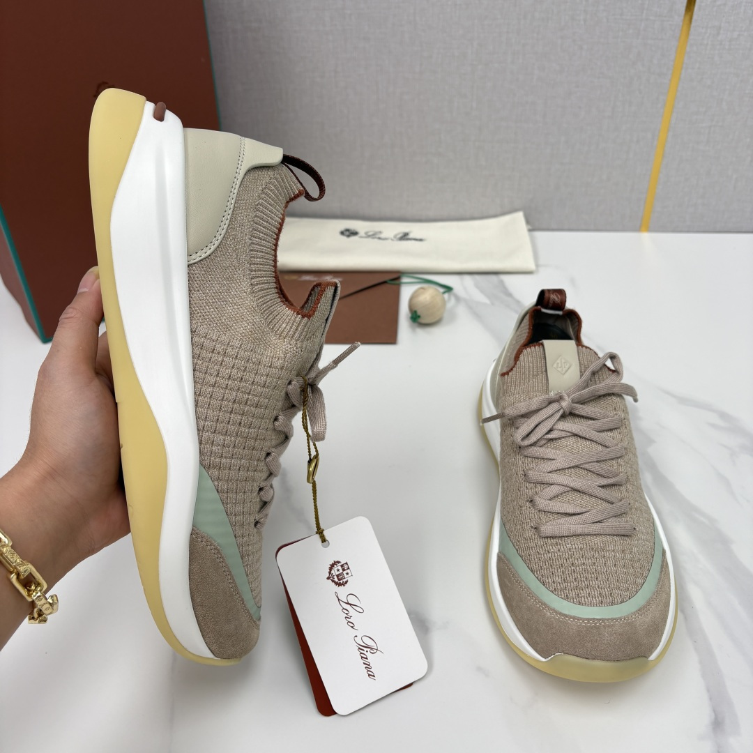 💋💍LP 家新品运动鞋 Loro Pian* 诺悠*翩雅 Week End Walk 男士飞织拼接休闲运